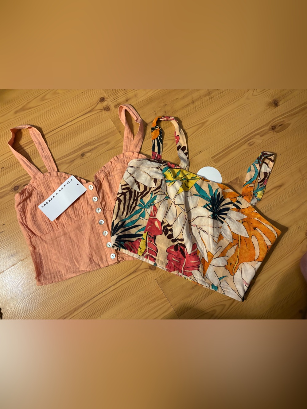 love on a hanger Peach & Tropical Floral Crop Top Duo